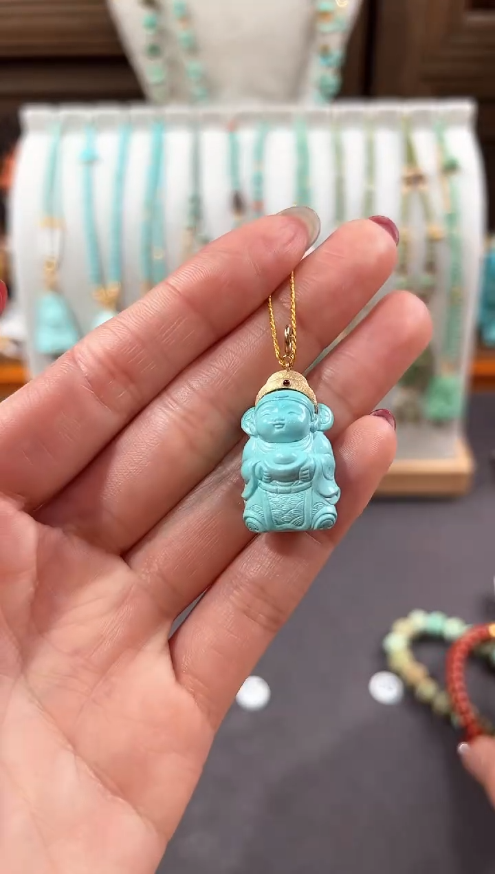 【闪购商品】绿松石颈饰18K金镶嵌绿松石吊坠