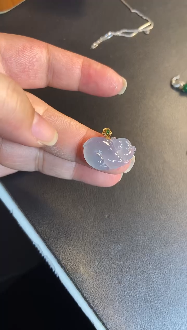 吊坠(不含链)18K金镶嵌翡翠1