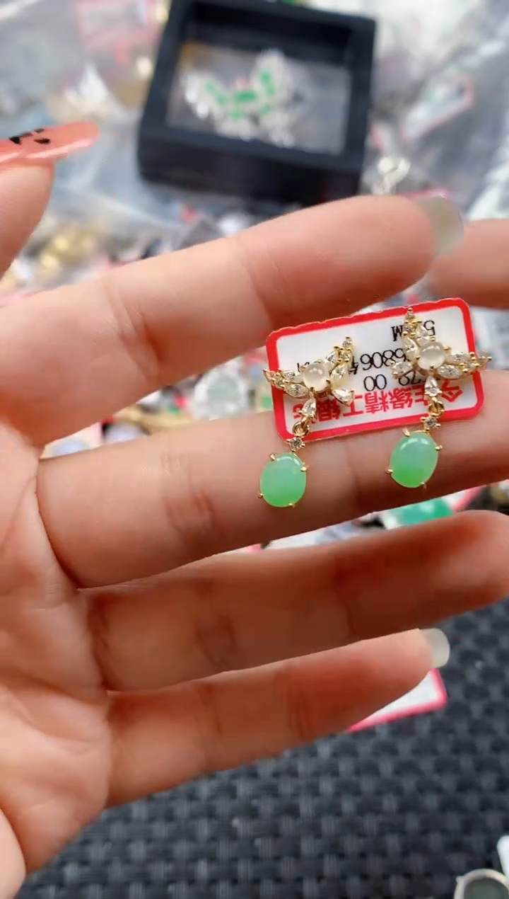 银S925镶嵌戒指翡翠天然A货缅甸翡翠