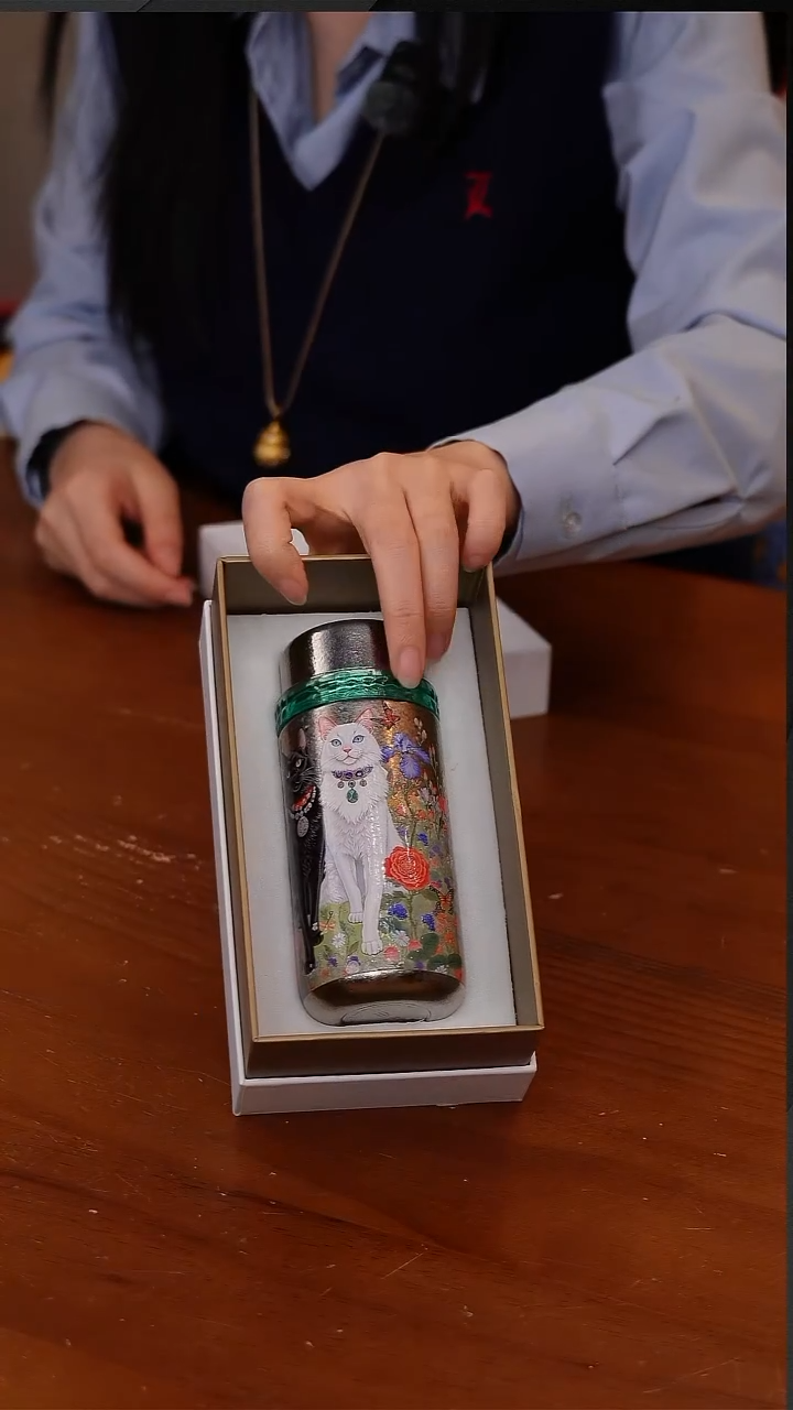 陶130-纯钛口袋杯200ml富贵猫【CF6178】