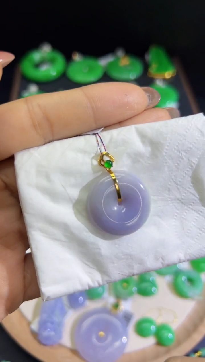 【闪购商品】翡翠颈饰18K金镶嵌Q缅料A货翡翠/支持复检/一件