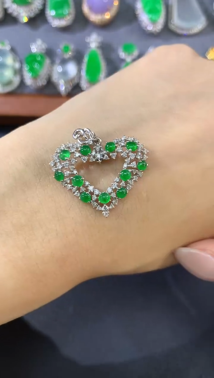 吊坠(不含链)18K金镶嵌翡翠b20