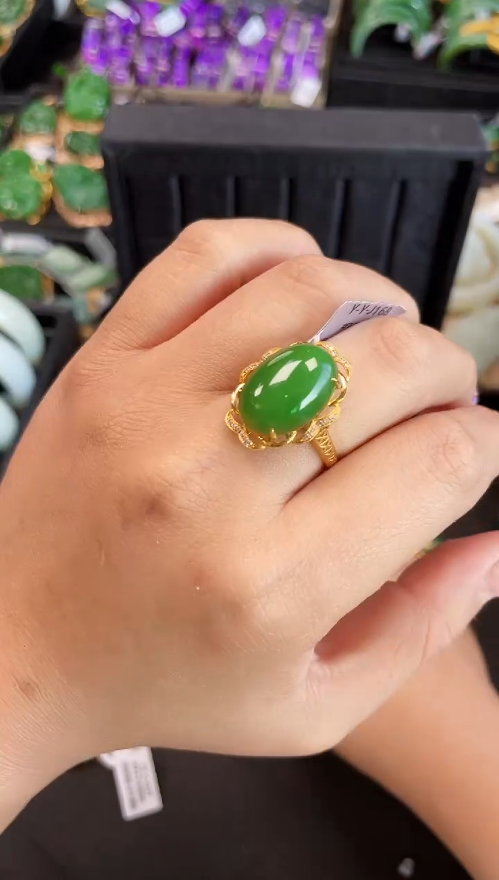 【闪购商品】和田玉戒指18K金镶嵌多样性发一
