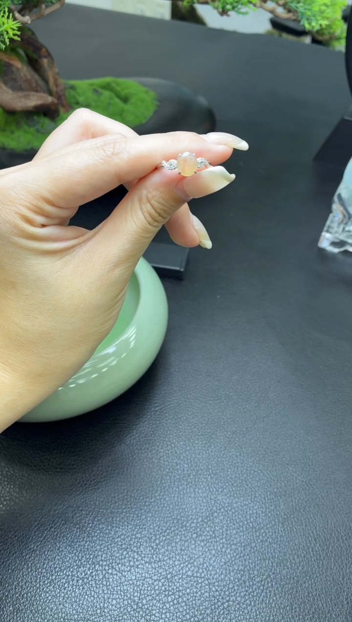翡翠戒指银S925镶嵌戒指