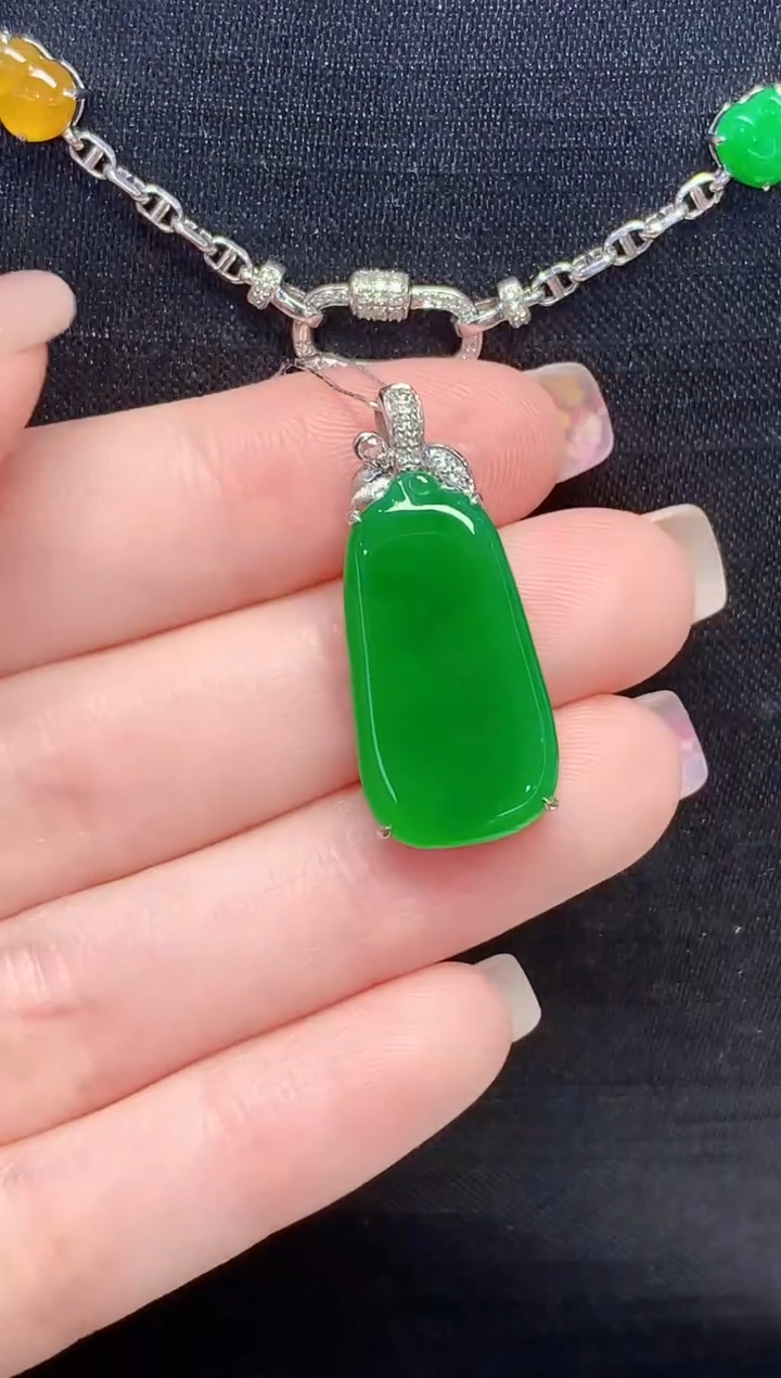 吊坠(不含链)18K金镶嵌翡翠CY多样性发其一