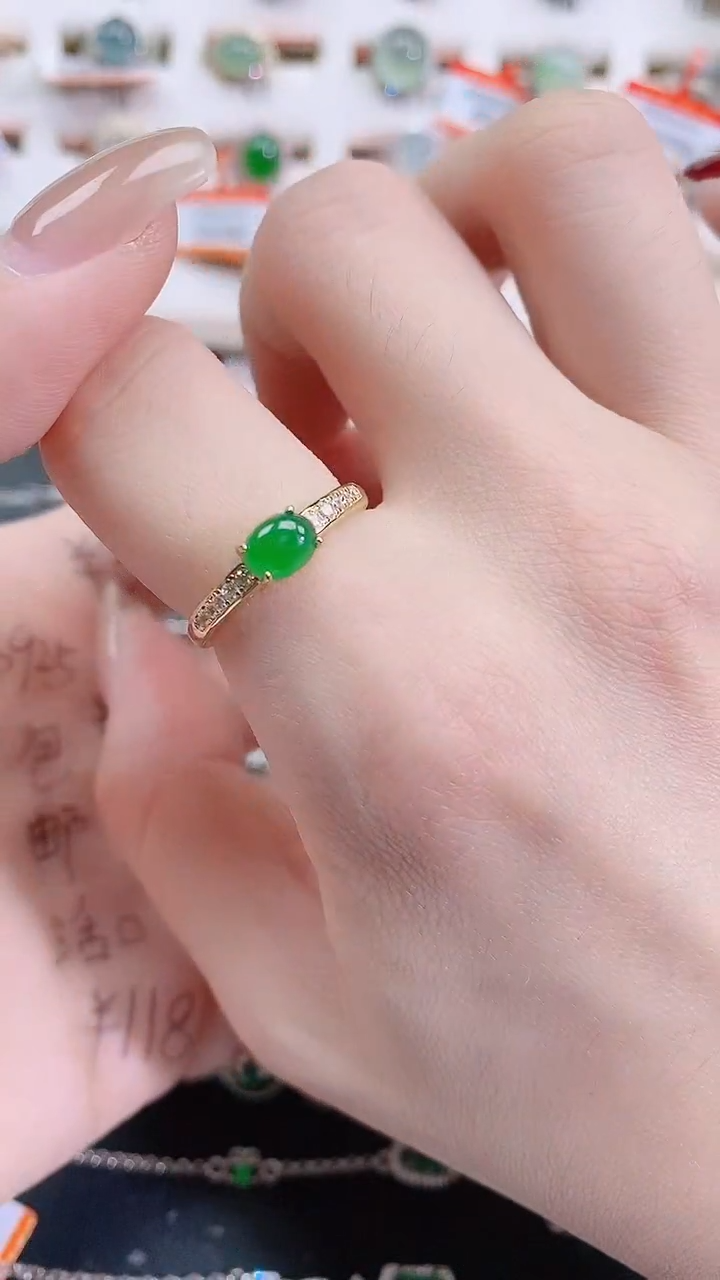 银S925镶嵌戒指翡翠天然翡翠