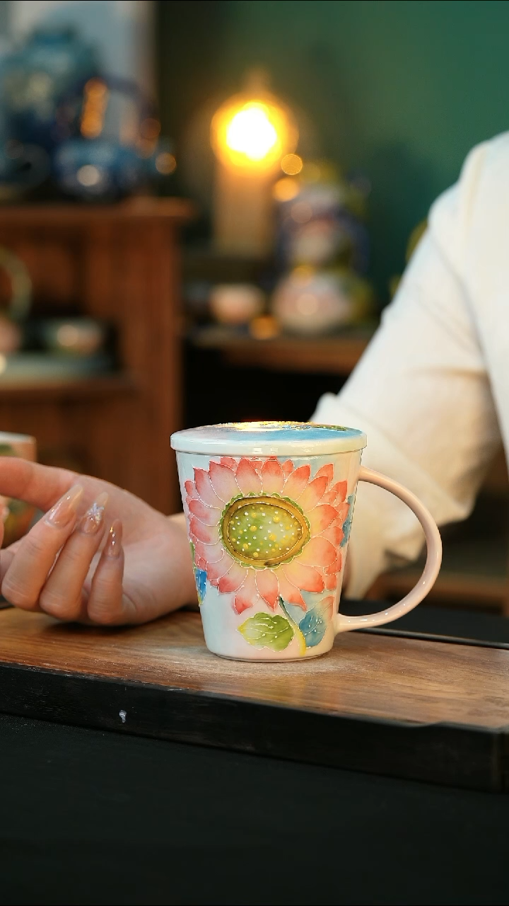 杯手绘心瓷陶瓷浮力