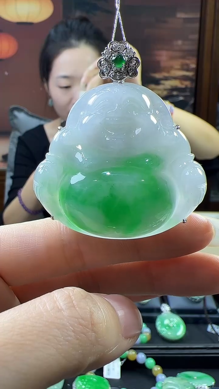 18K金镶嵌挂件翡翠?*?佛公不含链