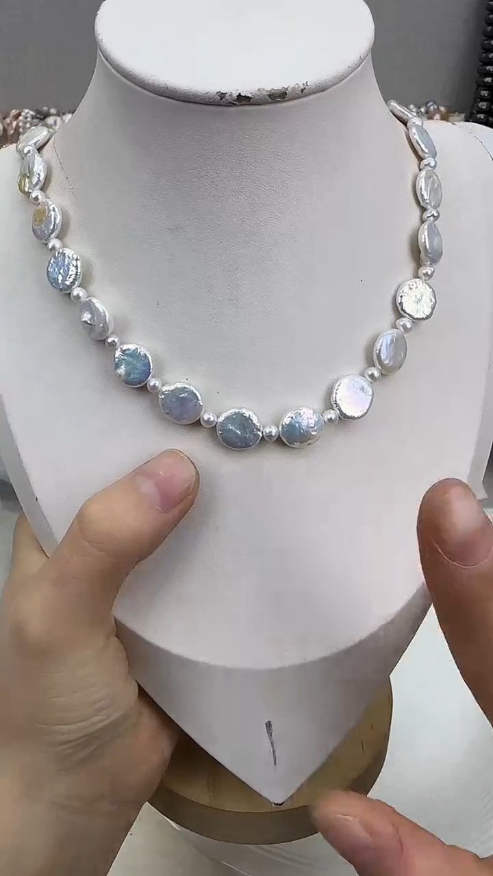 项链银S925镶嵌淡水珍珠1