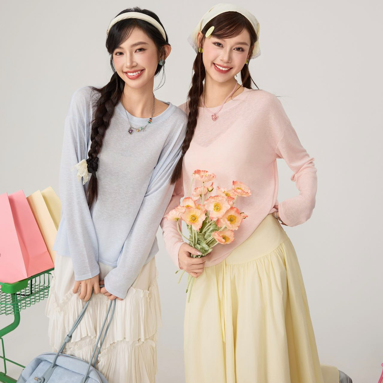 圆领微透防晒衫t恤女夏季薄款天丝上衣宽松显瘦体恤衫防晒衫2531