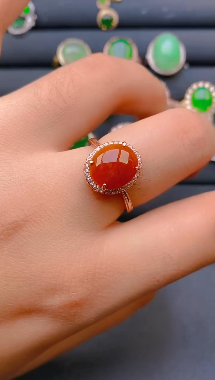 【闪购商品】翡翠戒指银S925镶嵌天然A货翡翠1