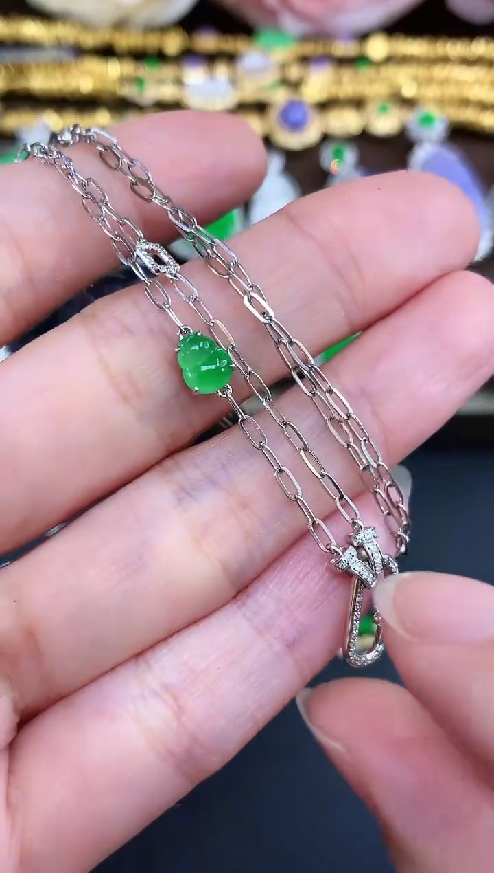 套链18K金镶嵌翡翠39|5500多样性发其一