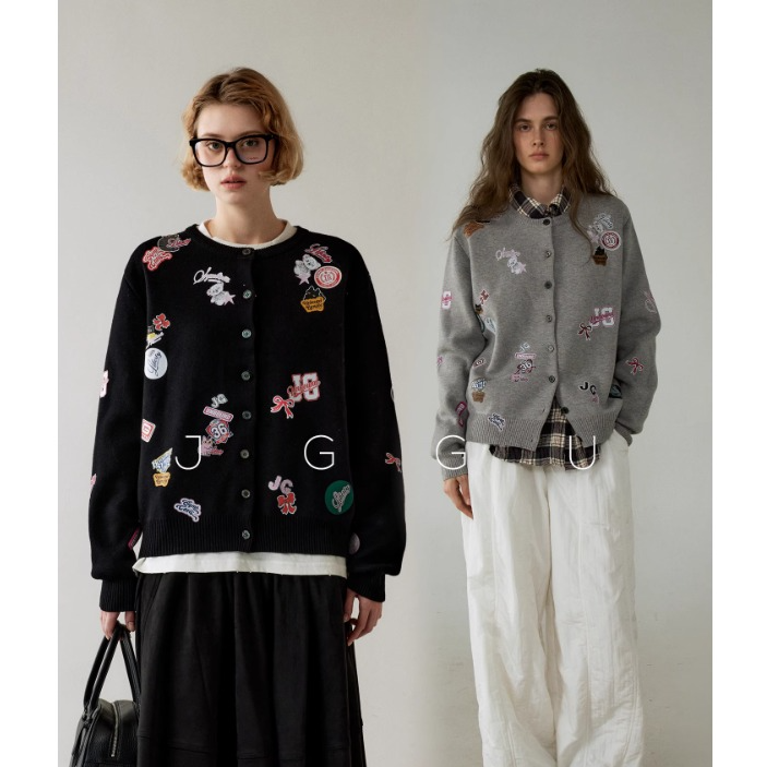 JGGU晶咕黑标【热情萌宠】时尚针织开衫百搭针织衫JG12250153