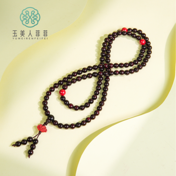 石惑珠宝^小叶紫檀四圈圆珠约6mm手串