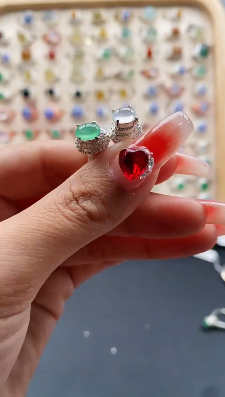 【闪购商品】翡翠戒指未镶嵌缅甸天然A货翡翠555 8+8