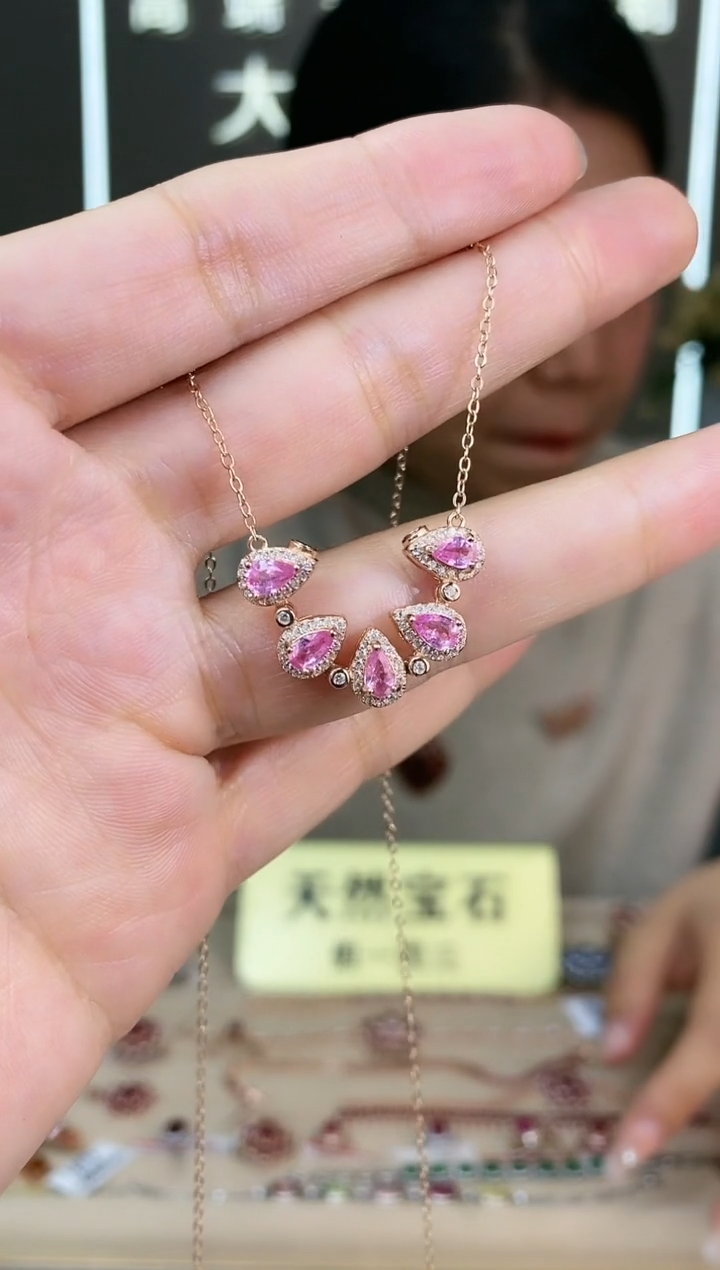 【闪购商品】蓝宝石颈饰银S925镶嵌颈饰