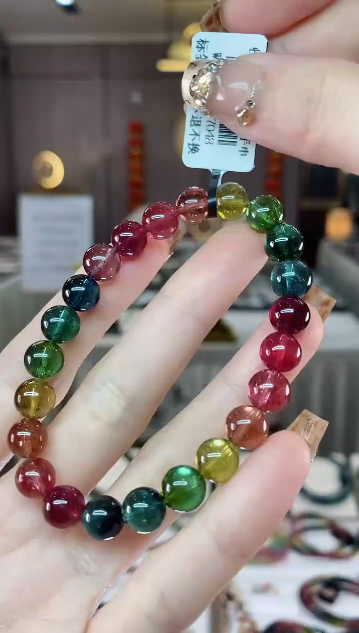 【闪购商品】碧玺收藏级单圈手串8mm+未镶嵌一物一证dan