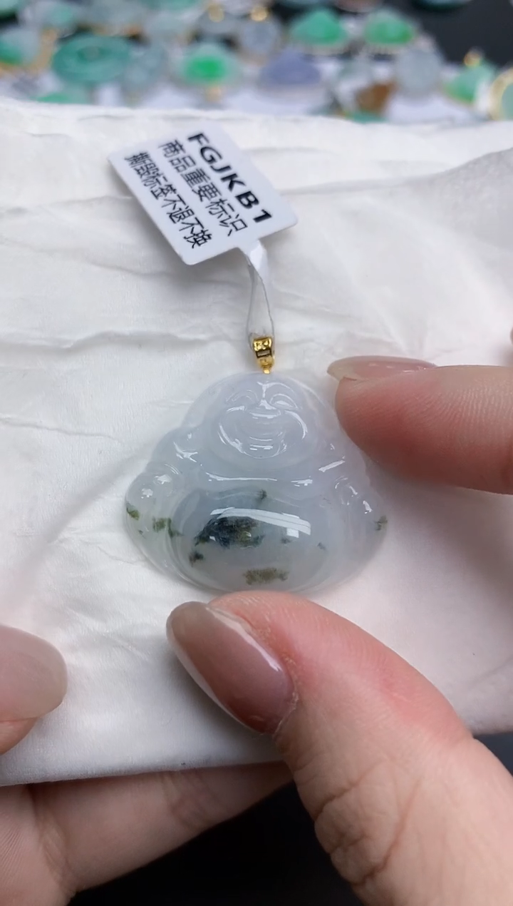 【闪购商品】翡翠颈饰18K金镶嵌天然缅甸翡翠A货