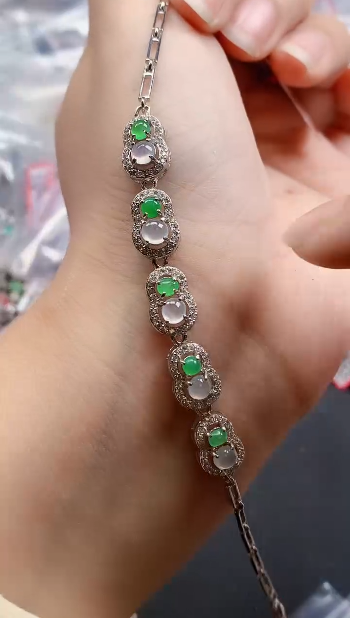 银S925镶嵌戒指翡翠天然A货缅甸翡翠