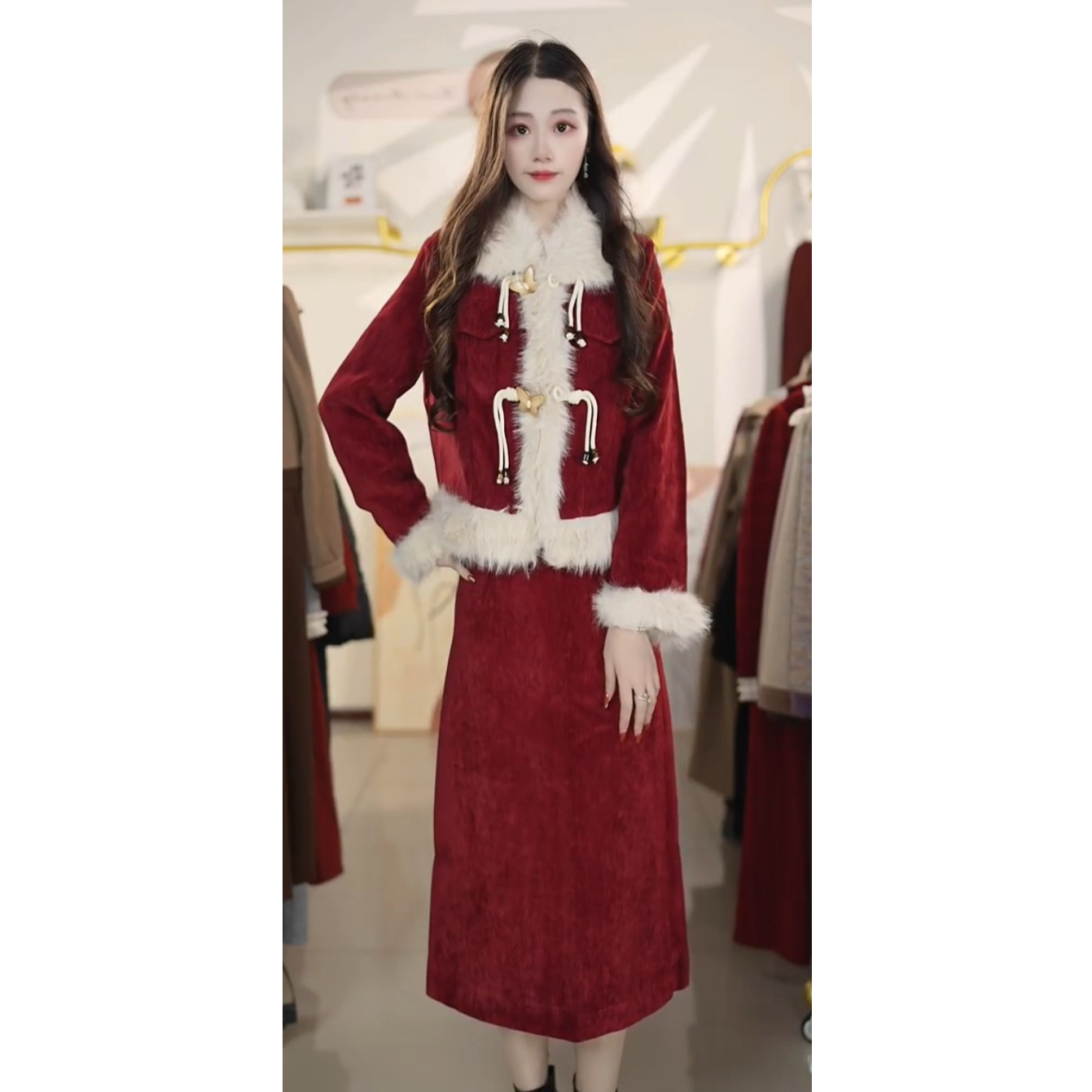 新中式国风套装裙2025秋冬新款小香风外套裙子气质两件套Y119116