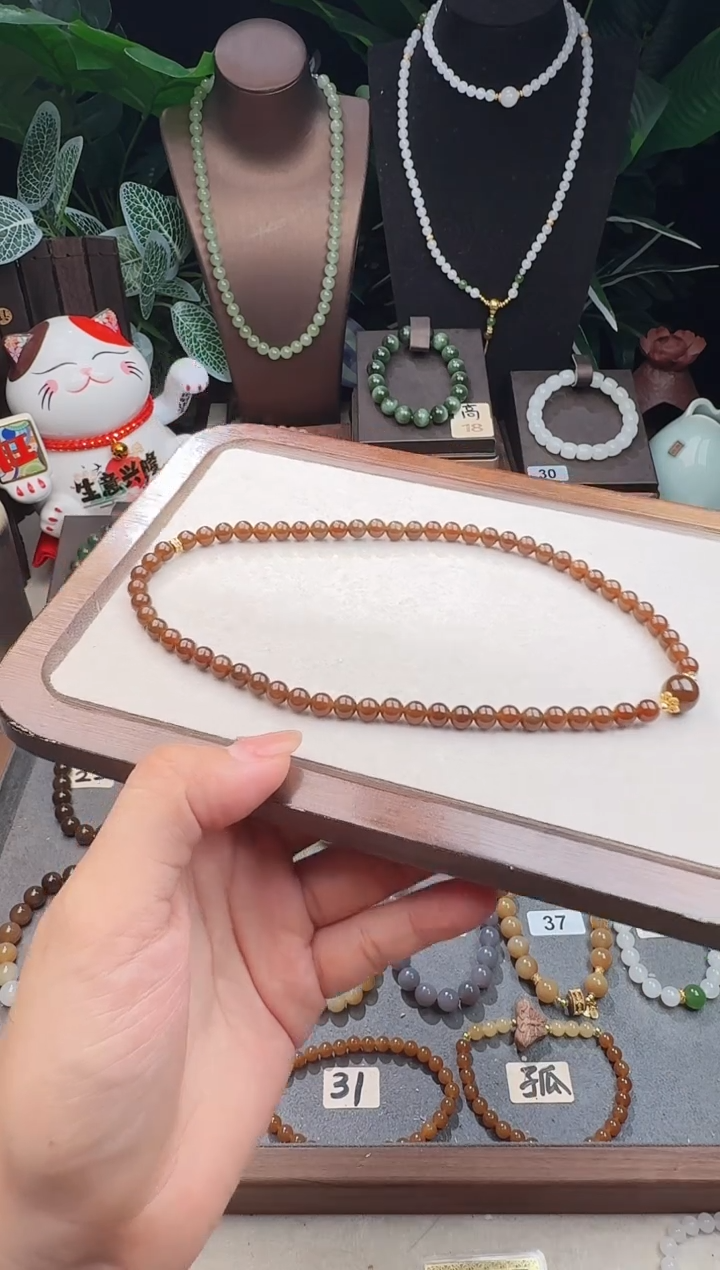 未镶嵌手串和田玉精品6m新疆且末糖玉双圈手串