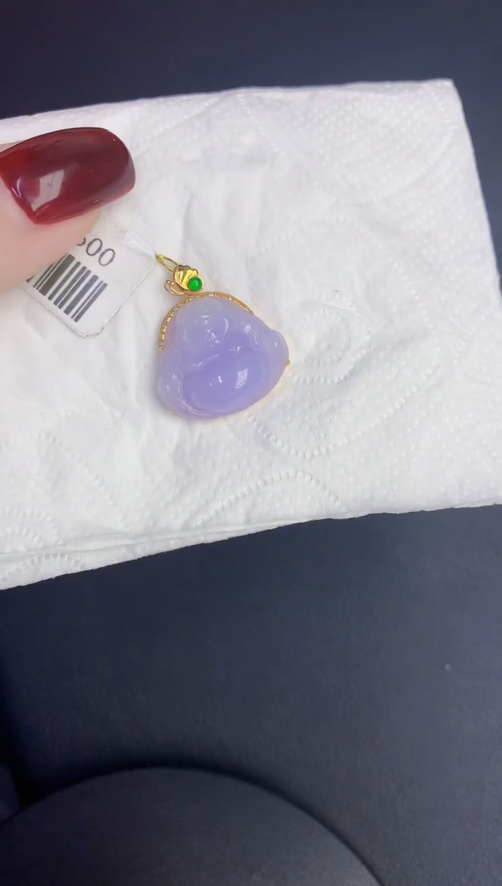 颈饰18K金镶嵌翡翠缅甸天然翡翠a货