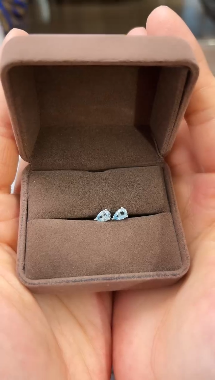 【闪购商品】海蓝宝石耳饰银S925镶嵌09