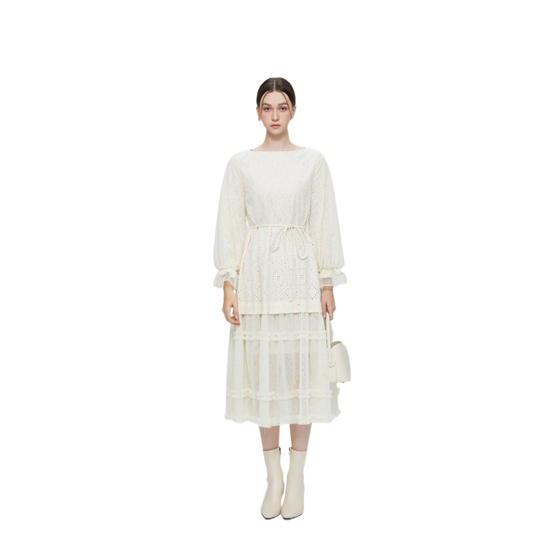 圣迪奥秋季法式时尚收腰长袖连衣裙S253Z12B7
