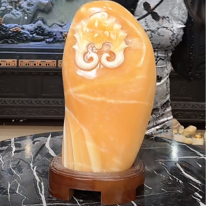 泰山石敢当金灿灿黄橙橙摆件