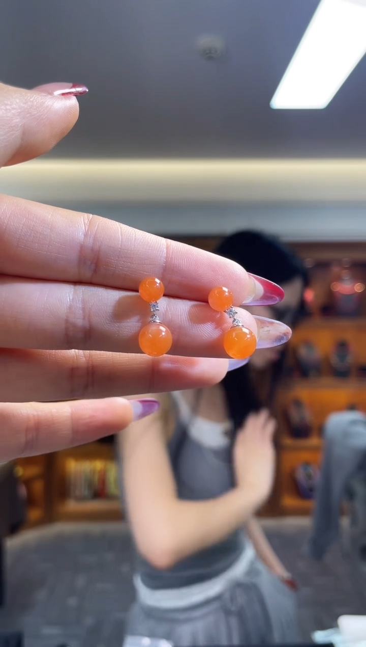 未镶嵌南红玛瑙耳饰（多样性发一件）