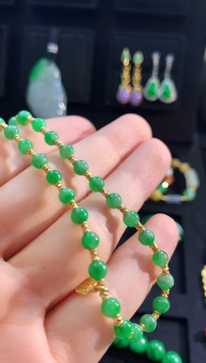 【闪购商品】翡翠手链18K金镶嵌手链
