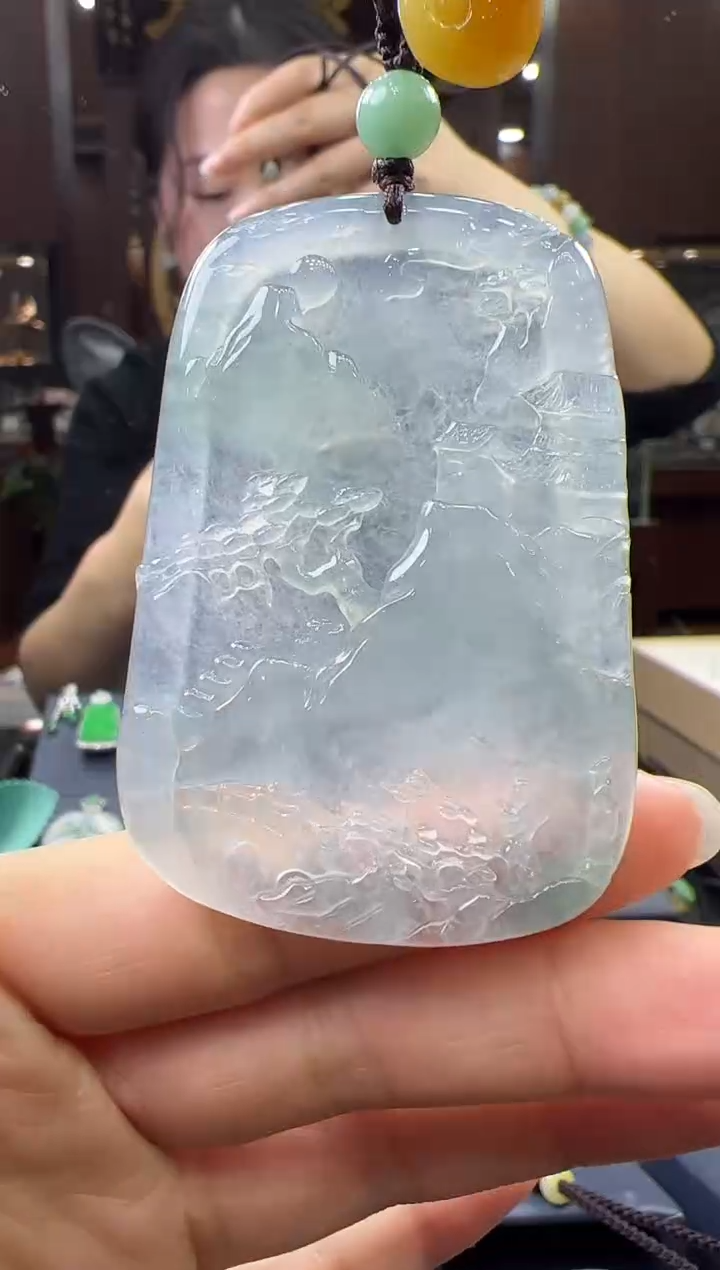 【闪购商品】翡翠挂件未镶嵌山水牌