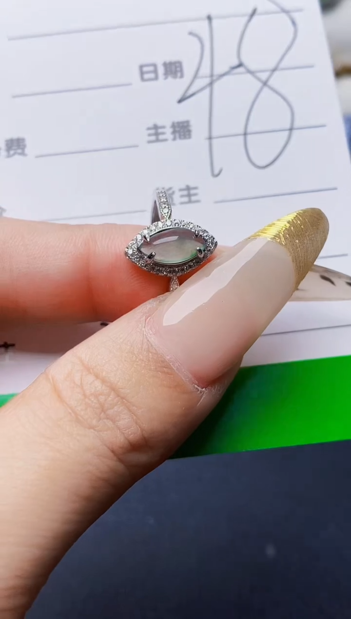 银S925镶嵌戒指翡翠3852