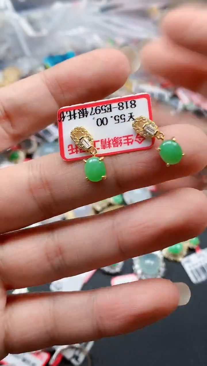 银S925镶嵌戒指翡翠天然A货缅甸翡翠