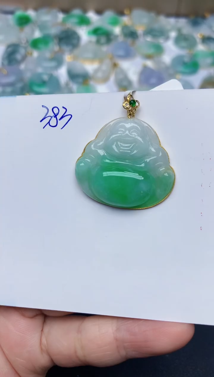 【闪购商品】翡翠颈饰18K金镶嵌天然翡翠A货