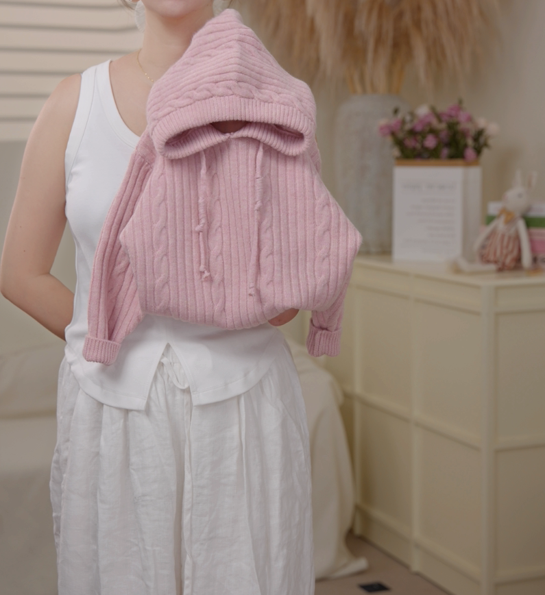 【现货】2025冬季新款韩版女童连帽针织衫25101A