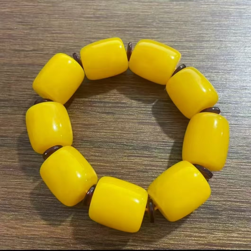 满蜜 黄色桶珠2.2*2.0 单圈手串（无礼盒） S0439