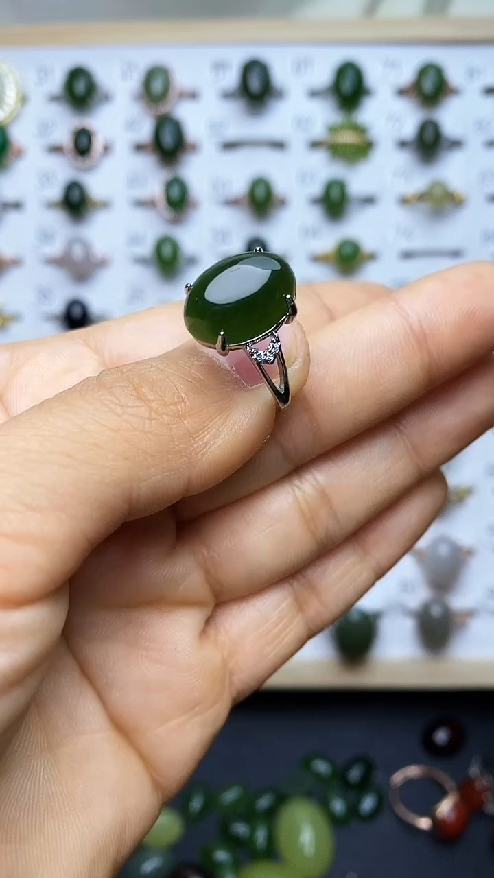 【闪购商品】和田玉戒指银S925镶嵌1