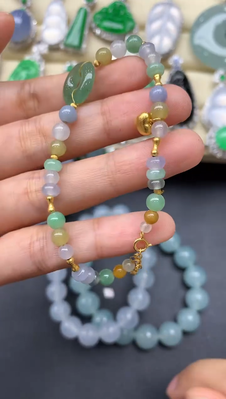 18K金镶嵌手链翡翠150-中国好珍宝