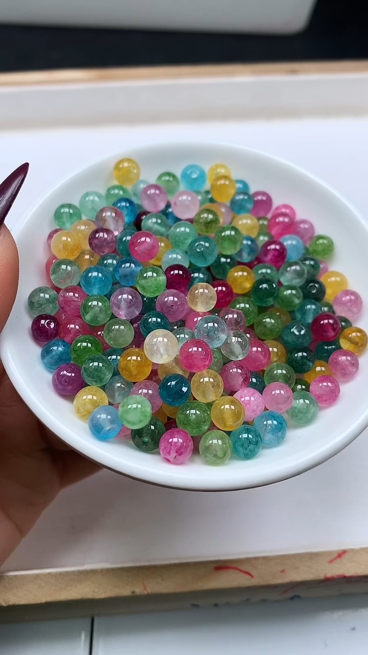 未镶嵌散珠碧玺D633 彩虹碧玺（深）6mm30个6.8元