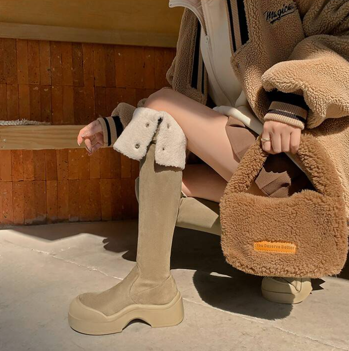 Lucky -东曦- 5cm/冬季百搭过膝毛毛两穿长筒长靴