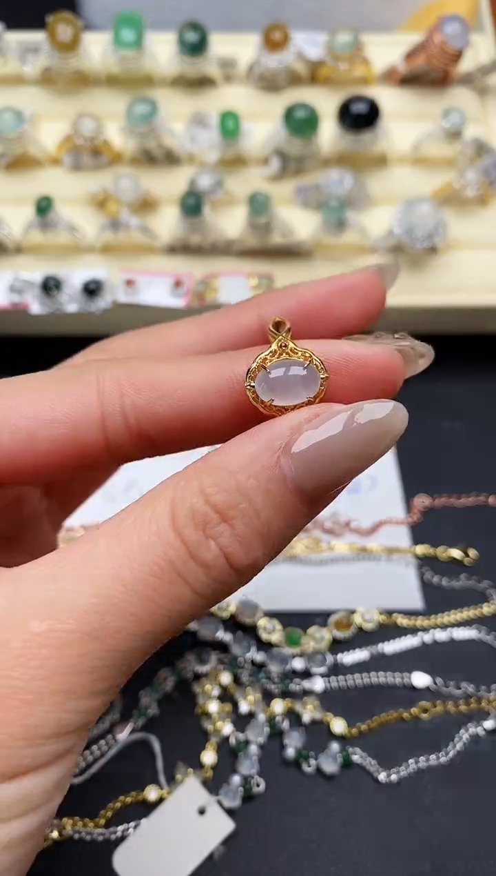 【闪购商品】翡翠戒指银S925镶嵌缅甸翡翠3  4+2