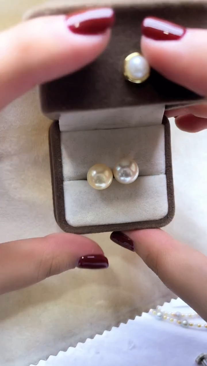 【闪购商品】海水珍珠耳饰18K金镶嵌金珠耳钉