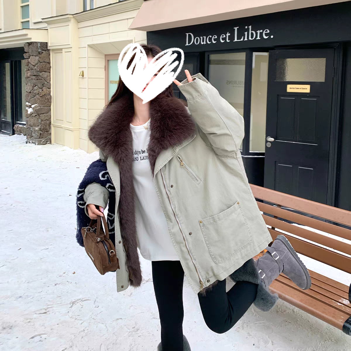 复古大毛领派克棉服2025新款女冬座山雕高级感外套