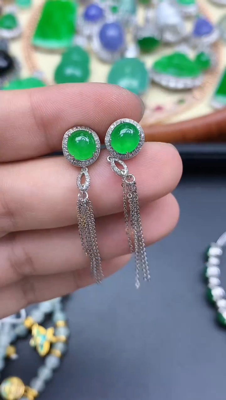 18K金镶嵌翡翠耳饰722-中国好珍宝