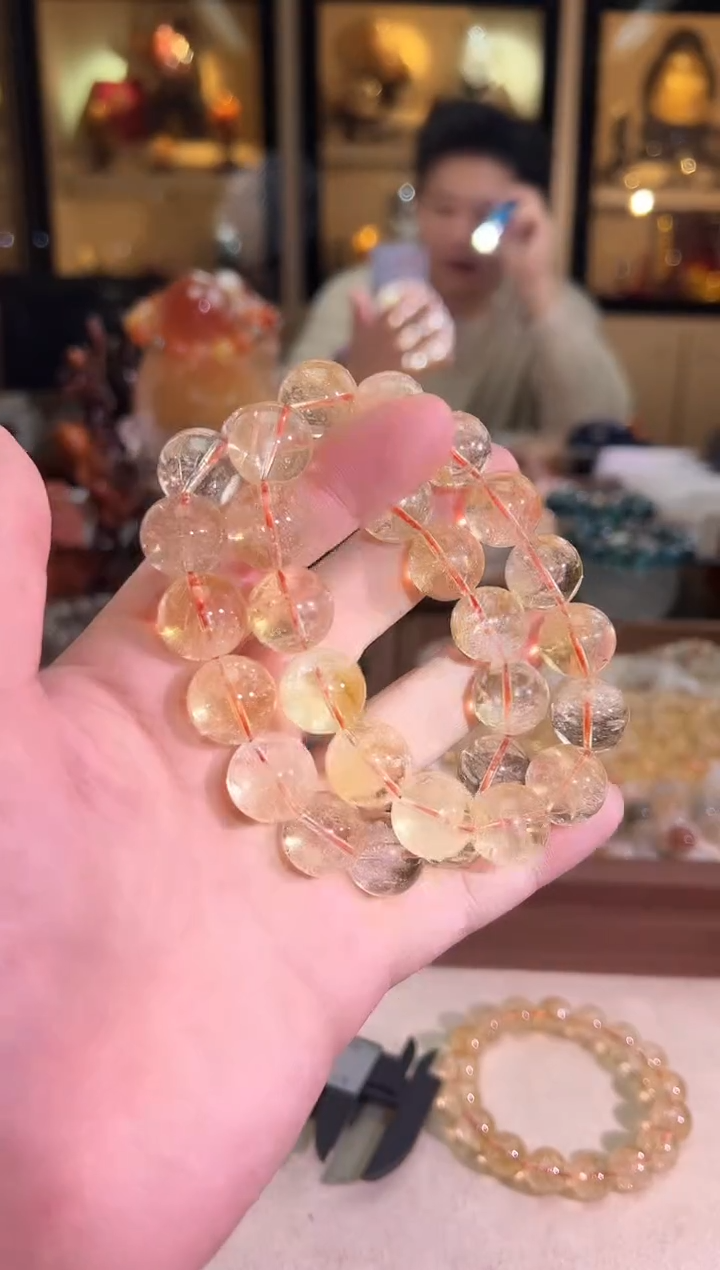 未镶嵌手链水晶15mm+巴西暴力黄阿塞（多样性发一）