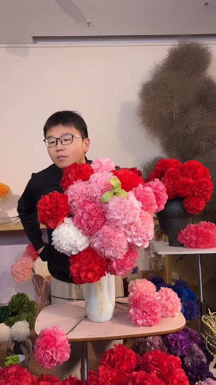 漂色永生大叶绣球花球16枝—红5/深粉3/浅粉7/白1