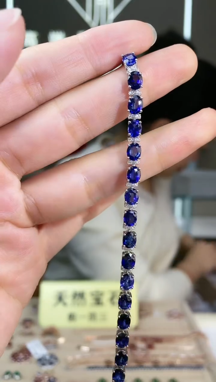 【闪购商品】蓝宝石手链银S925镶嵌手链