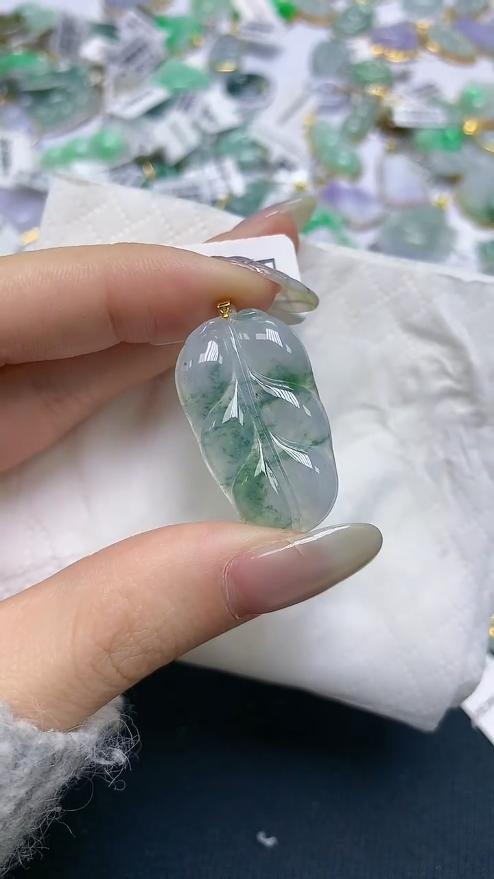 【闪购商品】翡翠18K金镶嵌颈饰天然缅甸A货翡翠