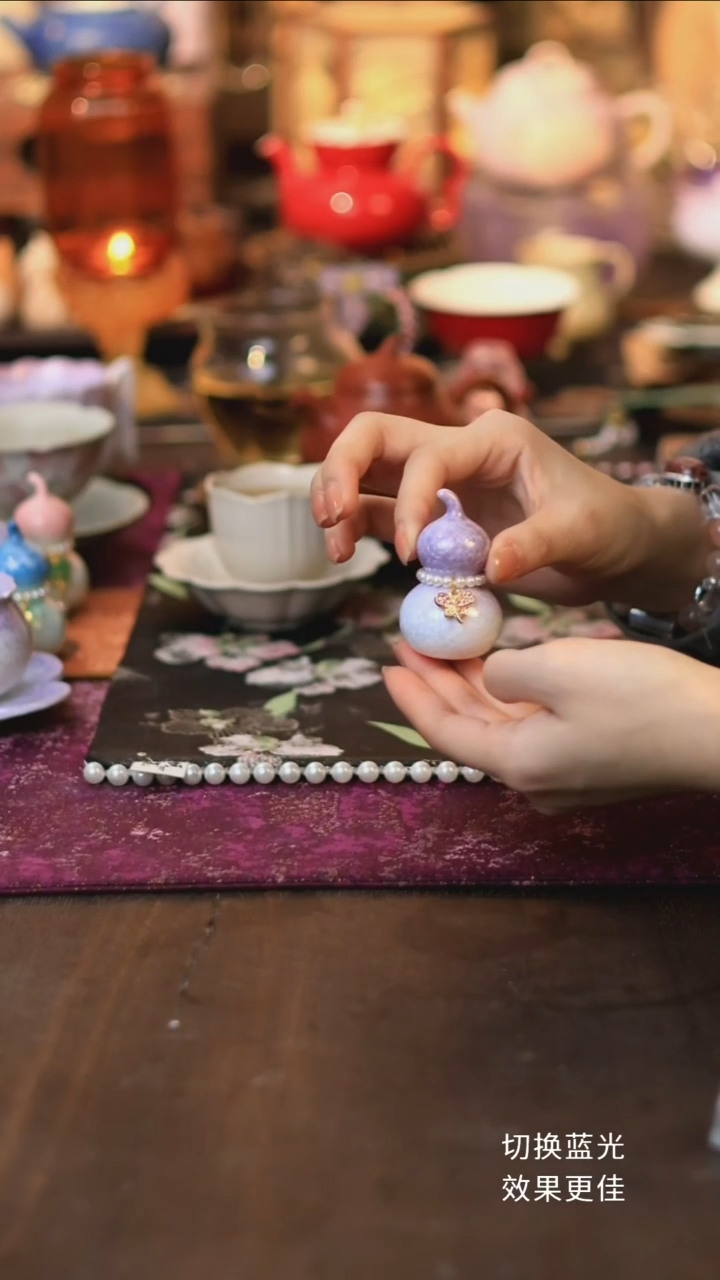 结晶釉紫白葫芦1